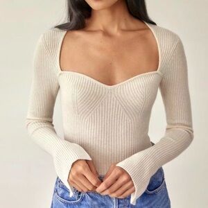 Reformation Glenna Cashmere ribbed Sweater. Small